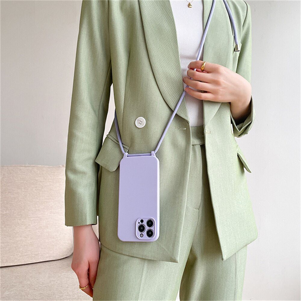 Iphone Hoesje met Cross Body Koord - Jouw iPhone altijd bij de hand- Handig en veilig - Verstelbare lengte - Stijlvol design - Geschikt voor alle gelegenheden