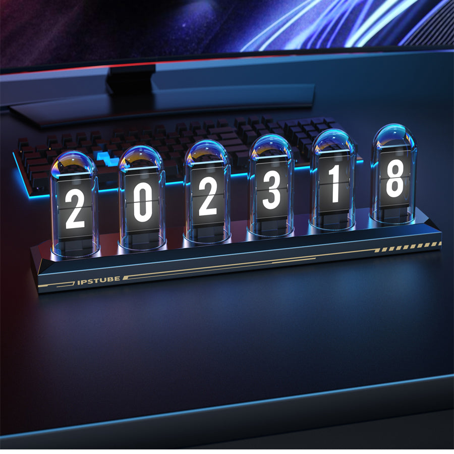 6-bit ips retro glows analoge nixie tube clock kit programmeerbare weergave ips scherm rgb pseudo-glow clock desktop creatieve klok colorful led-beeldweergave