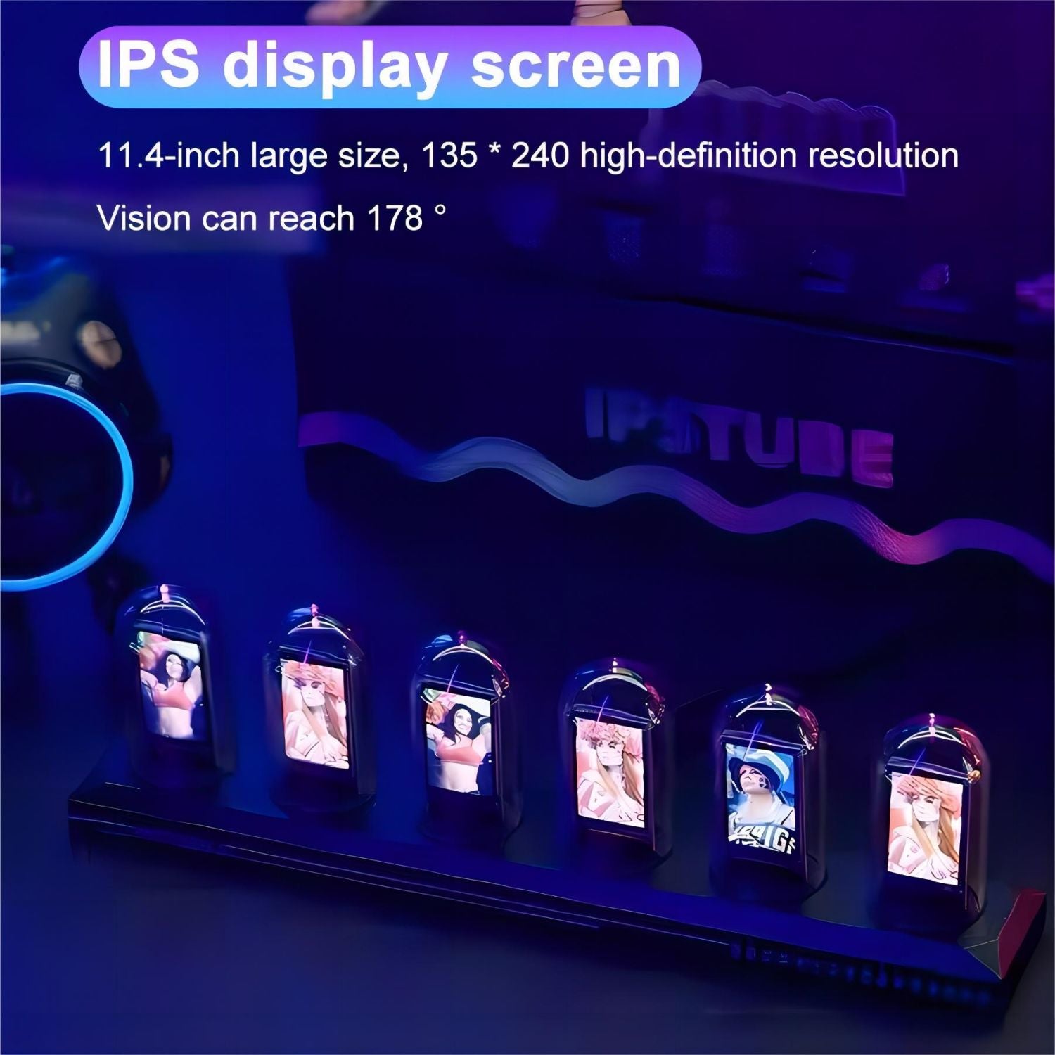 6-bit ips retro glows analoge nixie tube clock kit programmeerbare weergave ips scherm rgb pseudo-glow clock desktop creatieve klok colorful led-beeldweergave