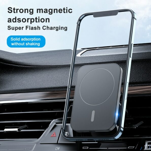 Draadloos laadstation voor in de auto - 15W snellader - iPhone 12 13 14 met magneet - draadloos uw smartphone opladen in elke auto