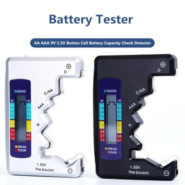 Digitale Batterijtester met LCD scherm – Aa – Aaa – 9V – 1.5V Knoopcel batterij – Voor alle soorten batterijen – Controleer de capaciteit van je batterijen – Eenvoudig in gebruik – zie snel of de batterij nog gebruikt kan worden en hoe lang