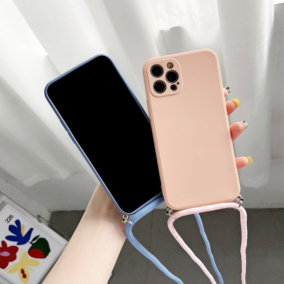 Iphone Hoesje met Cross Body Koord - Jouw iPhone altijd bij de hand- Handig en veilig - Verstelbare lengte - Stijlvol design - Geschikt voor alle gelegenheden