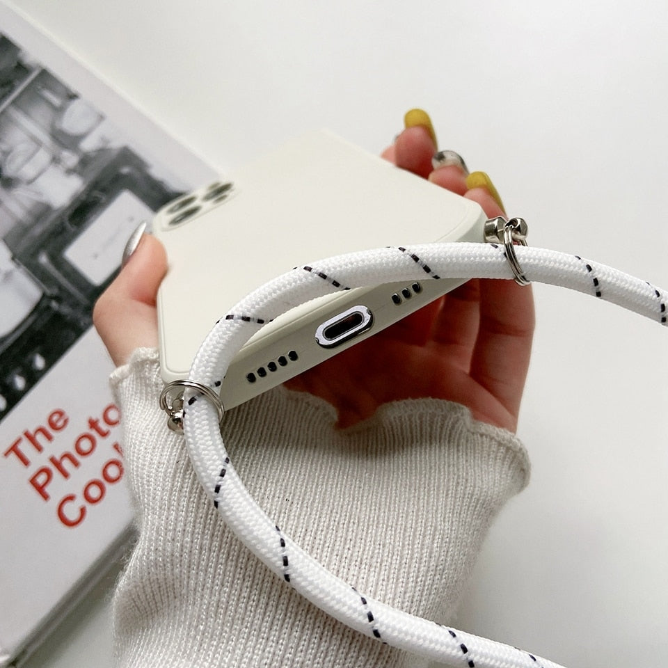 Iphone Hoesje met Cross Body Koord - Jouw iPhone altijd bij de hand- Handig en veilig - Verstelbare lengte - Stijlvol design - Geschikt voor alle gelegenheden