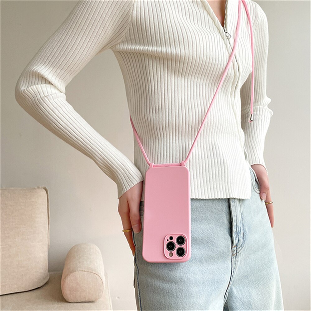 Iphone Hoesje met Cross Body Koord - Jouw iPhone altijd bij de hand- Handig en veilig - Verstelbare lengte - Stijlvol design - Geschikt voor alle gelegenheden