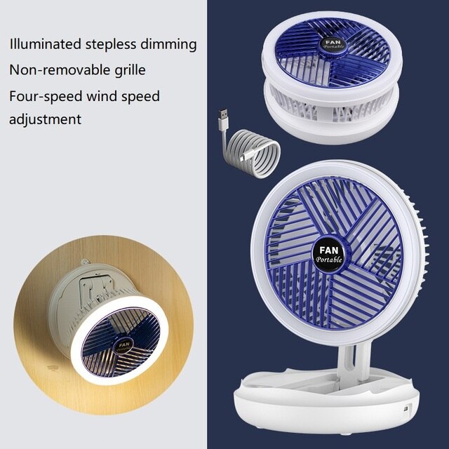 Opvouwbare LED-lamp met Ventilator - USB-oplaadbaar - Verstelbare verlichting - Opvouwbaar en draagbaar ontwerp - Multifunctionele LED-verlichting en ventilator in één