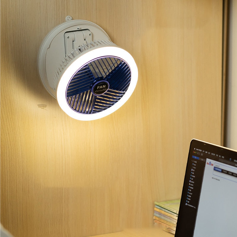 Opvouwbare LED-lamp met Ventilator - USB-oplaadbaar - Verstelbare verlichting - Opvouwbaar en draagbaar ontwerp - Multifunctionele LED-verlichting en ventilator in één