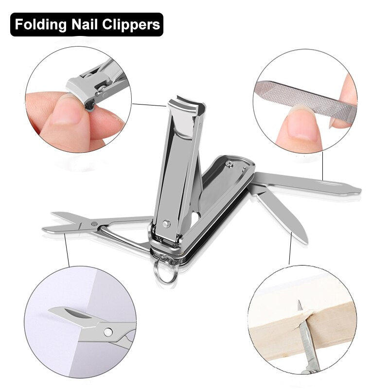 4 in 1 nagelknipper - vijl - schaartje - knipper - compact, kan overal mee naar toe - RVS