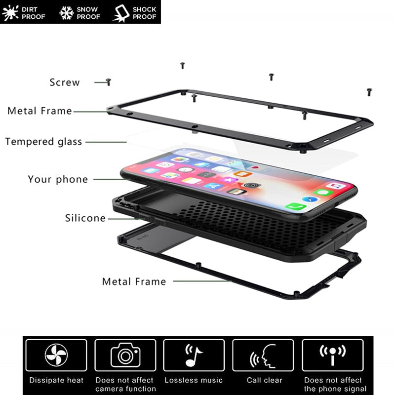 Heavy duty iPhone case -  extreme beveiliging voor uw iPhone - schokbestendig - bumper cover - anti-kras - waterbestendig