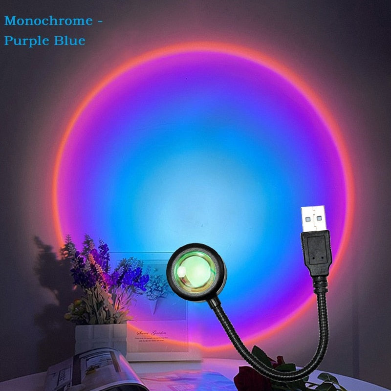 Sunset lamp – sunset, rainbow en andere effecten – sfeerverlichting binnen – zonsondergang lamp – hoogte verstelbaar - USB