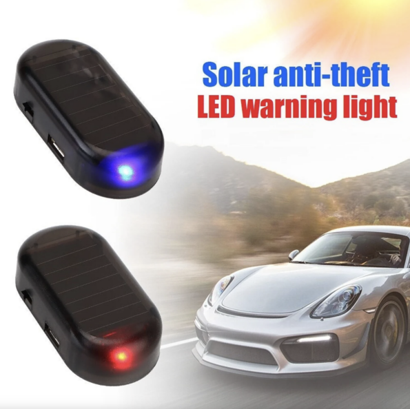 Solar powered anti diefstal led – Dummy – Alarmwaarschuwing – Knipperend – beveiligingslicht -Voorkom auto inbraak