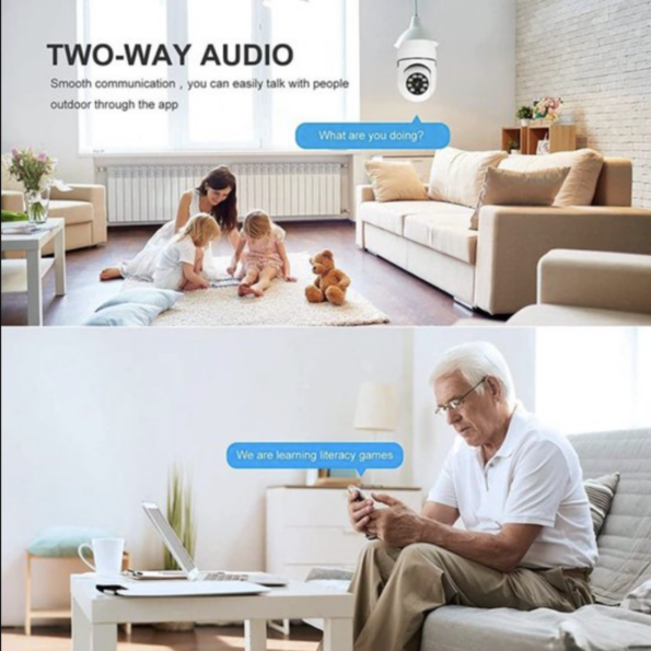 Camera Beveiliging Draadloos Wifi – WIFI Smart Camera – E27 Lamp Surveillance Camera Nachtzicht Full Color Automatische bewegings sensor melding 4x Digitale Zoom Video Indoor Security Monitor