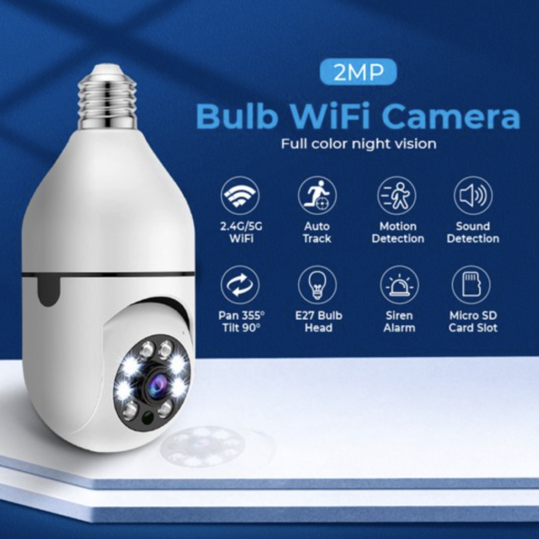 Camera Beveiliging Draadloos Wifi – WIFI Smart Camera – E27 Lamp Surveillance Camera Nachtzicht Full Color Automatische bewegings sensor melding 4x Digitale Zoom Video Indoor Security Monitor