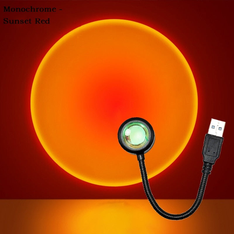 Sunset lamp – sunset, rainbow en andere effecten – sfeerverlichting binnen – zonsondergang lamp – hoogte verstelbaar - USB