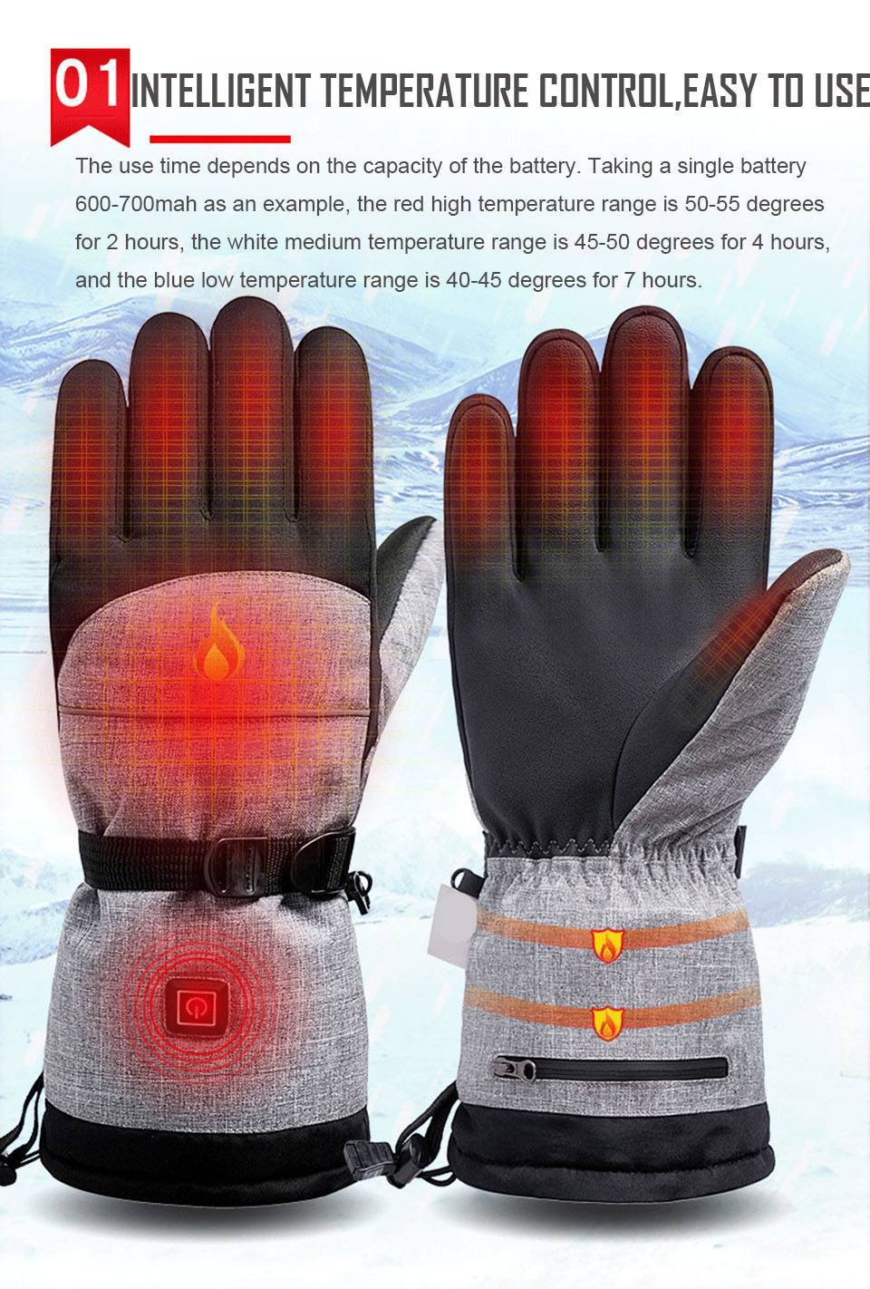 Verwarmde handschoenen met oplaadbare accu of batterij – Unisex – Altijd warme handen – elektrisch verwarmd – ski handschoenen