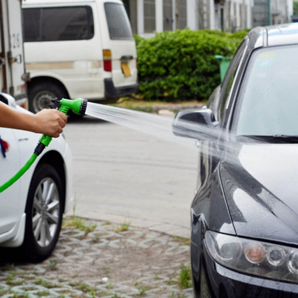 Uitrekbare tuinwaterslang met spuit - compact maar verlengd tot 15 meter - perfect voor de plantjes en de auto - meerdere sproeistanden