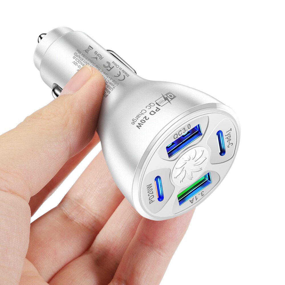 Auto snel lader - 4x sneller laden - Ultra compatible - USB-C - QC3 - PD20 - usb 3.1 Ultra fast charger - Iphone, Android, Xiaomi, Samsung