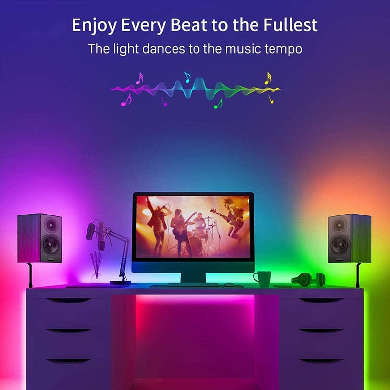 LED RGB strip - lampjes - zelfklevend - bluetooth, verwissel de lichtstand met uw telefoon of afstandbediening  - De mooiste decoratie voor uw huis