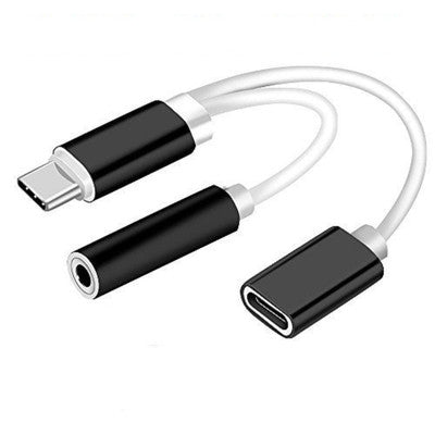 bakeey 2 in 1 type-c audio adapter type-c naar 3.5 headset opladen transfer bedrading adapter converter