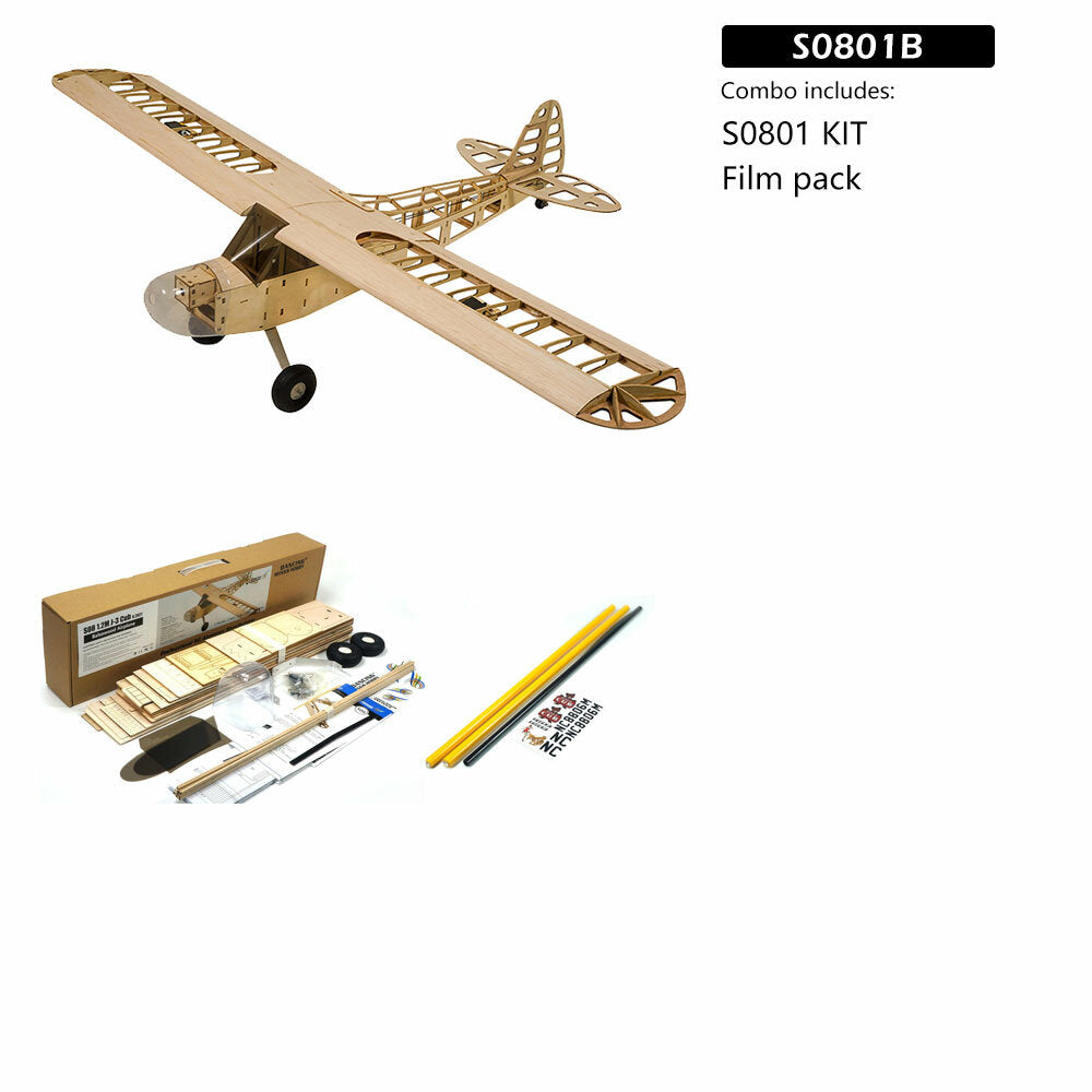 dancing wings hobby s08 piper j3 cub 1180 mm spanwijdte balsahout rc vliegtuig kit / kit + power combo