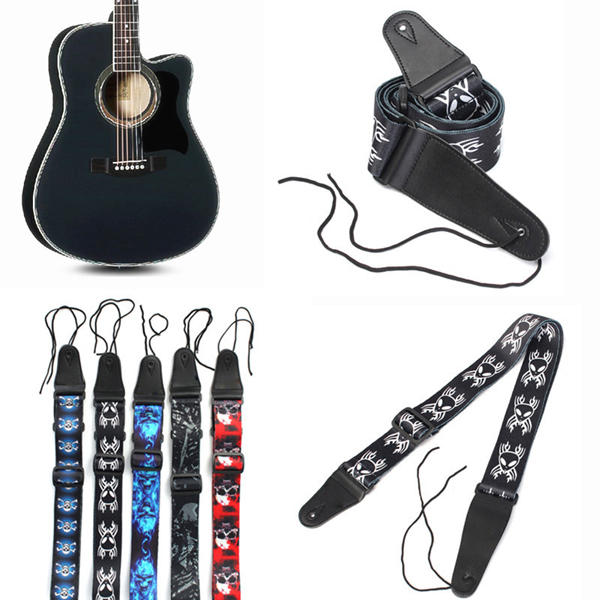 gitaarband polyester riem elektrische akoestische bas schedel punk style