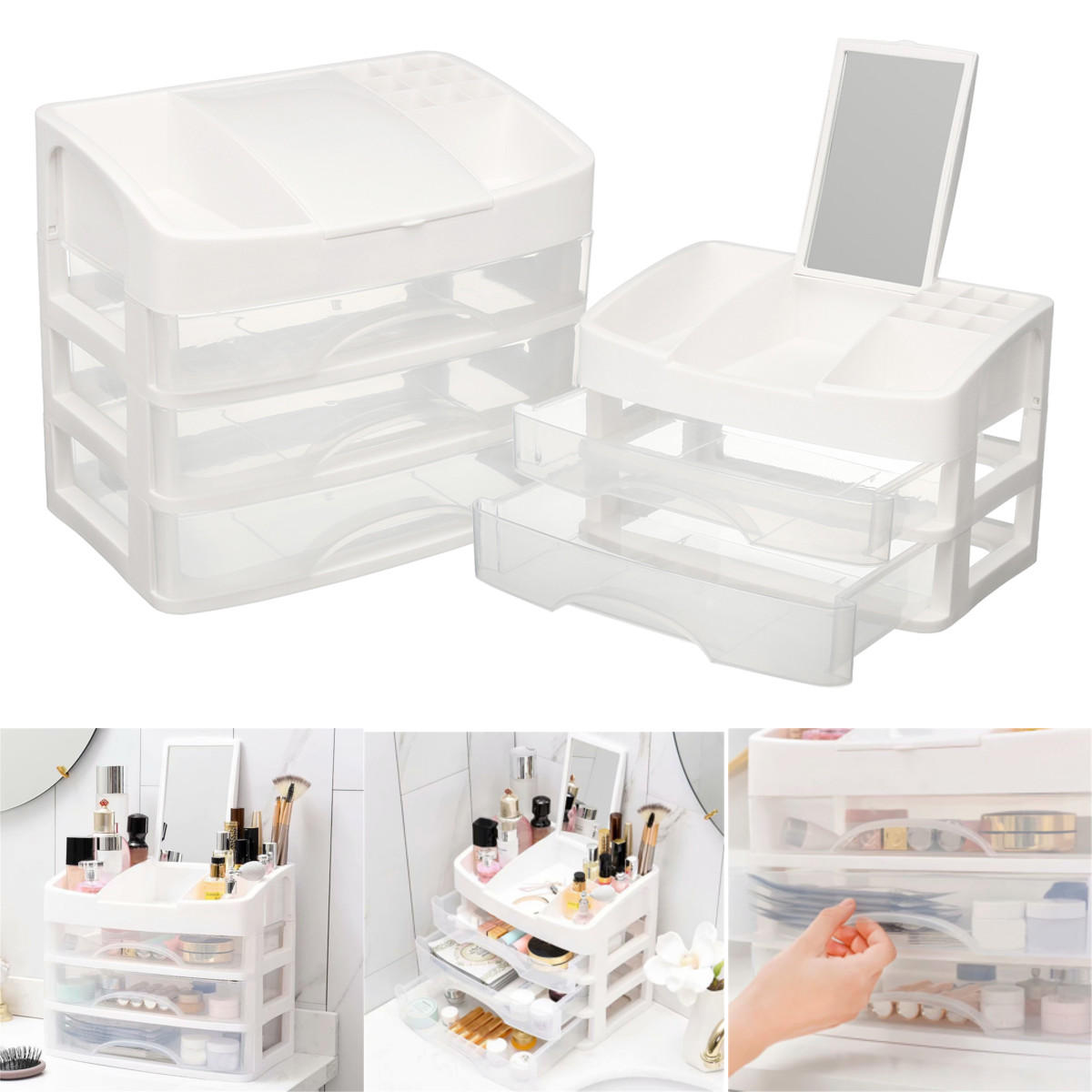 2/3 lagen helder laden make-up geval cosmetische organisator opslag sieraden doos houder