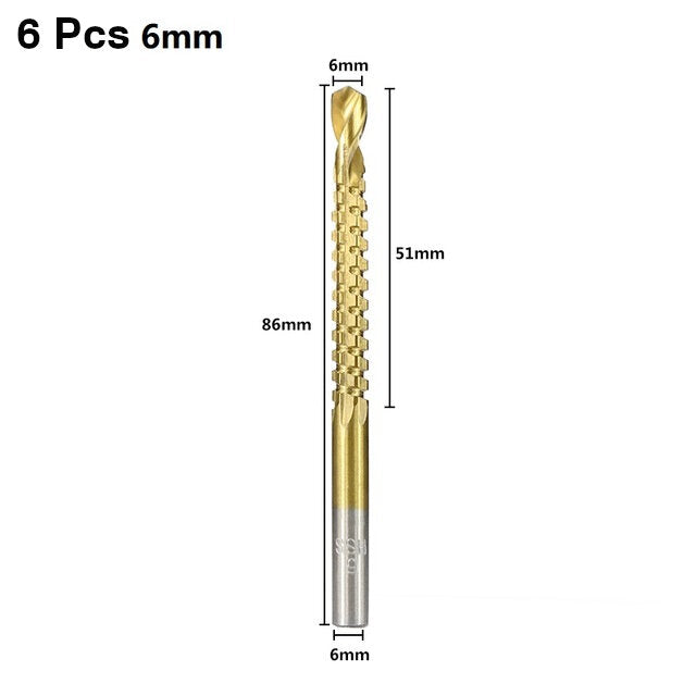 6 stuks 3-8 mm hss-boor titanium gecoate gatenzaagboorset houtgatsnijder kernboor