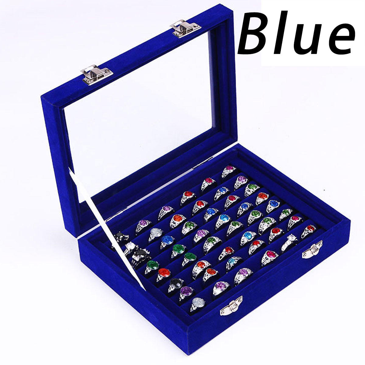 sieraden fluwelen houten ring display organizer box ladehouder oorbel opbergtas