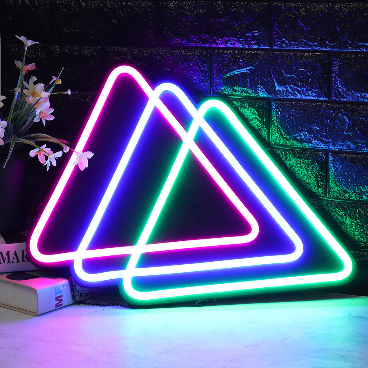 driehoek led neon sign licht hangende feestwinkel visueel kunstwerk lamp muur