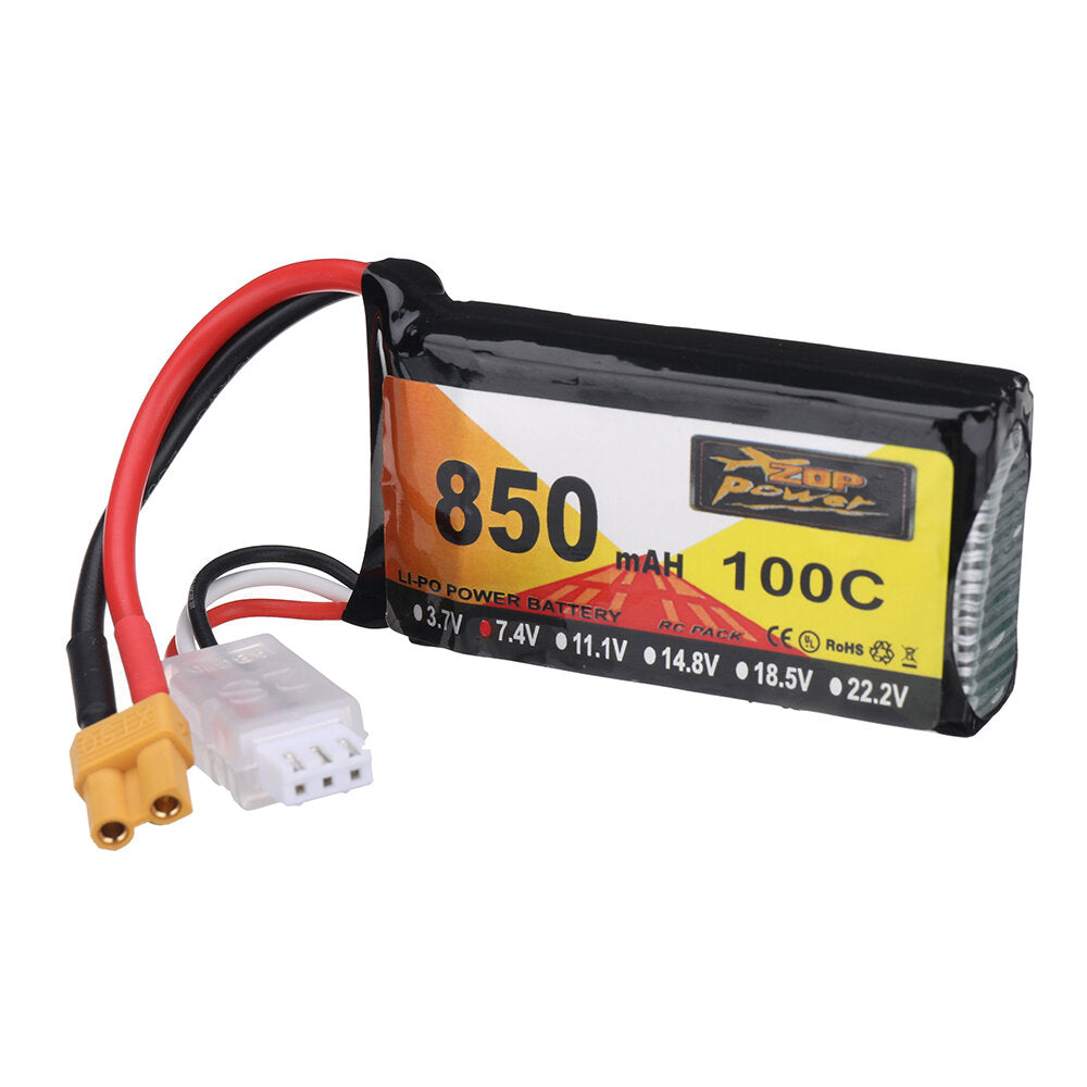 zop power 7.4v 850mah 100c 2s lipo-batterij xt30 plug voor rc drone