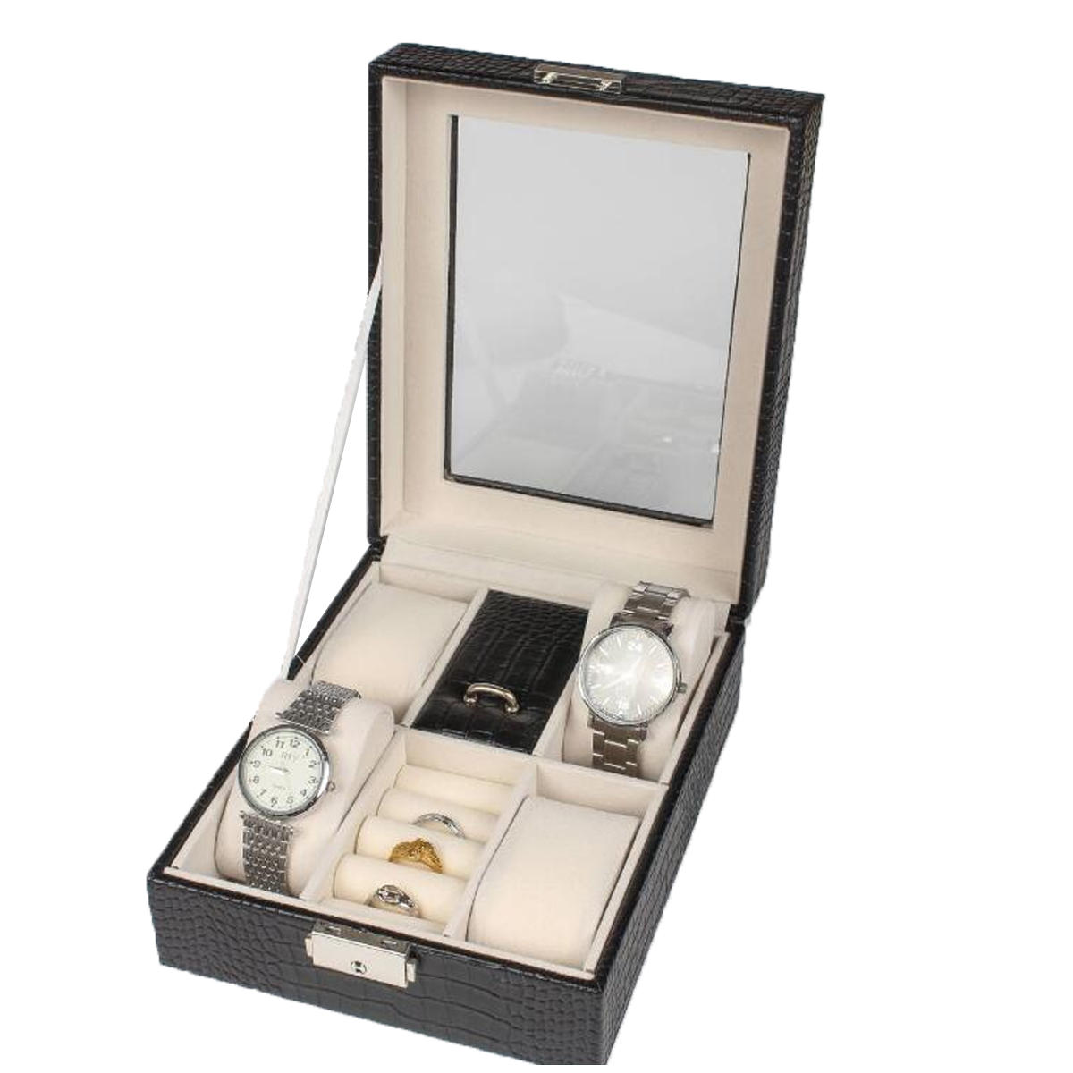 leren display case organizer acryl collectie box voor opslag horloge sieraden