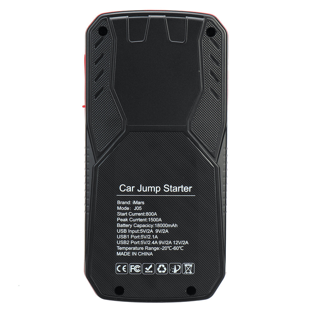 1500a 18000mah draagbare auto jump starter powerbank noodbatterij booster merkveilig met led zaklamp qc3.0 usb-poort