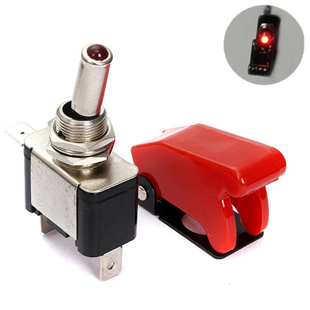 auto spst toggle rocker switch control led-indicatielampje 12v 20a aan / uit-schakelaar met deksel