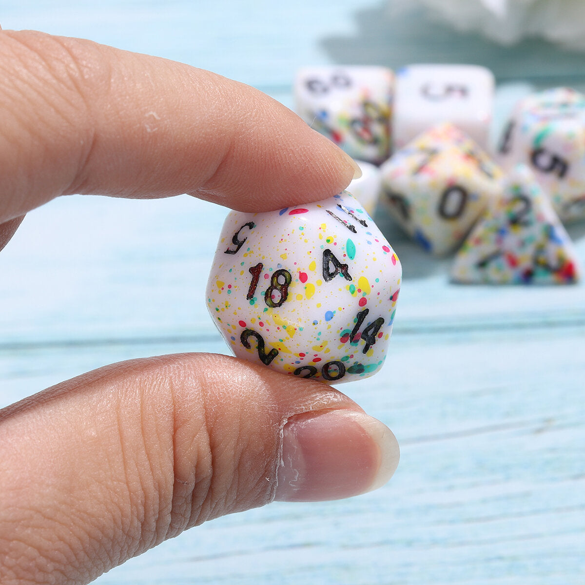 7-delige acryl polyhedral dobbelstenen set colorful bordspel meerzijdige dobbelstenen gadget