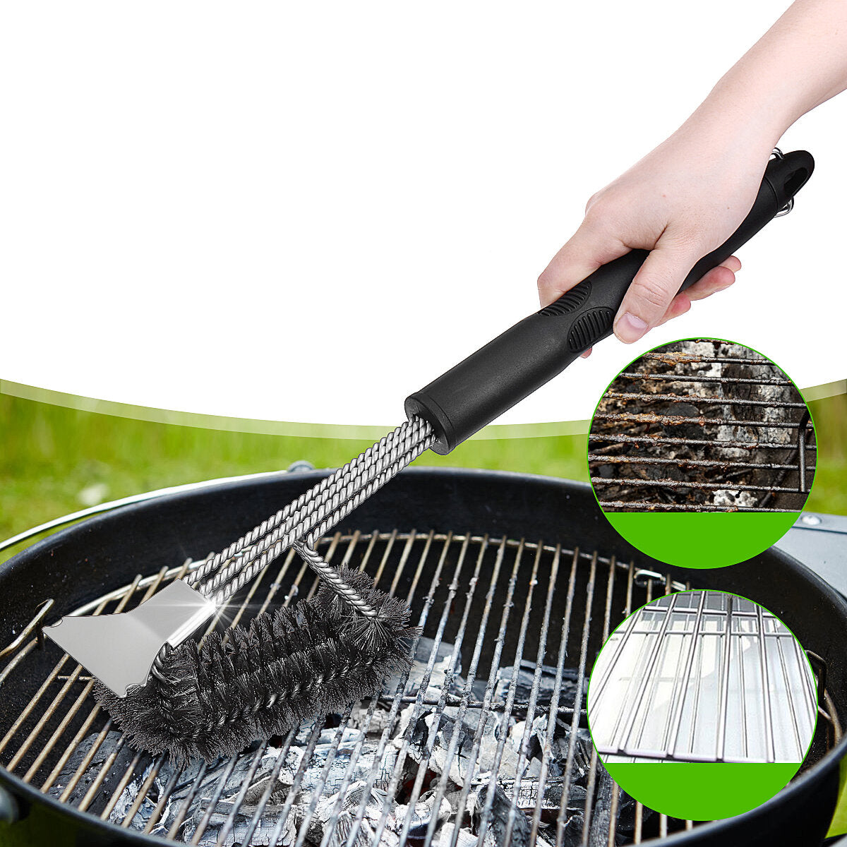 17 inch bbq grill borstel schraper scrubber barbecue schoonmaak tool draad keuken rvs cleaner