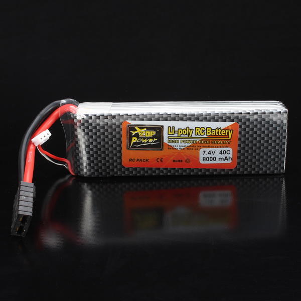 zop power 7.4v 8000mah 2s 40c lipo batterij trx plug met batterij alarm voor traxxas