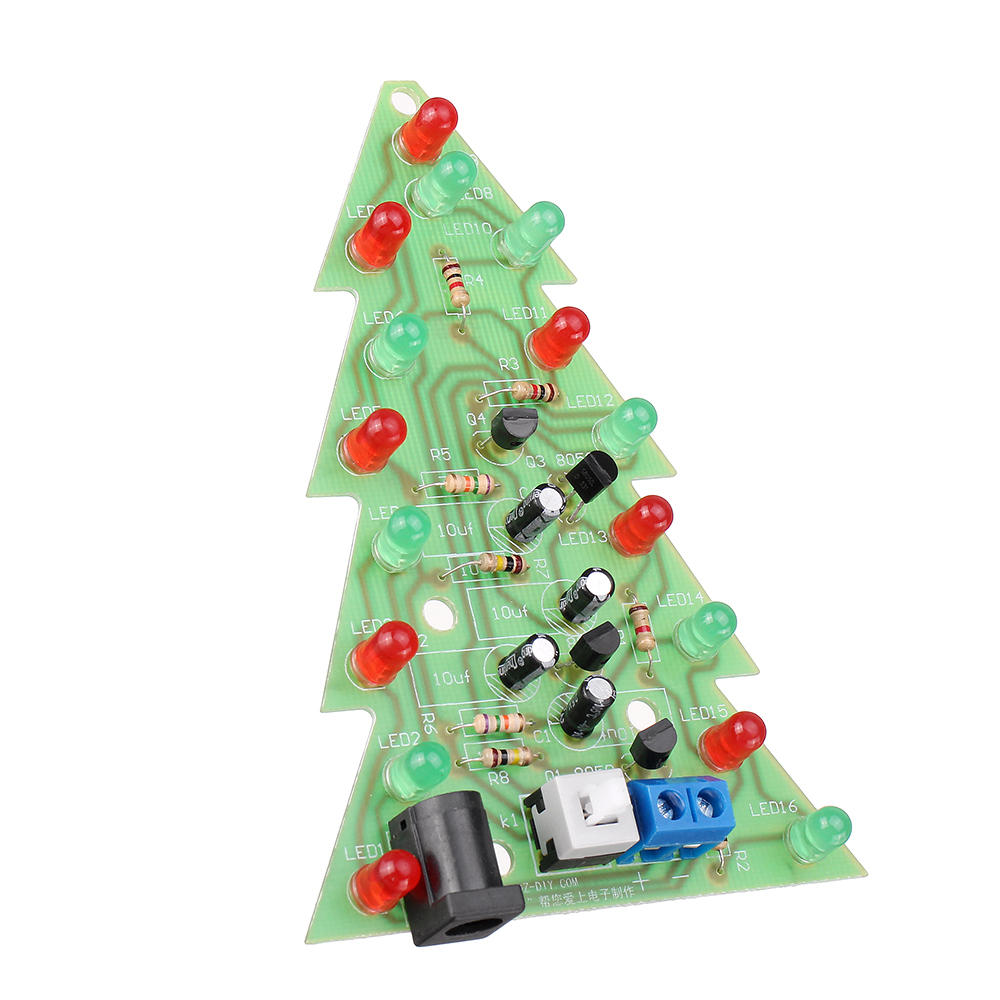 gemonteerd usb-kerstboom 16 led-kleurenlicht elektronische pcb-decoratie boom kinderen geschenk gewone versie