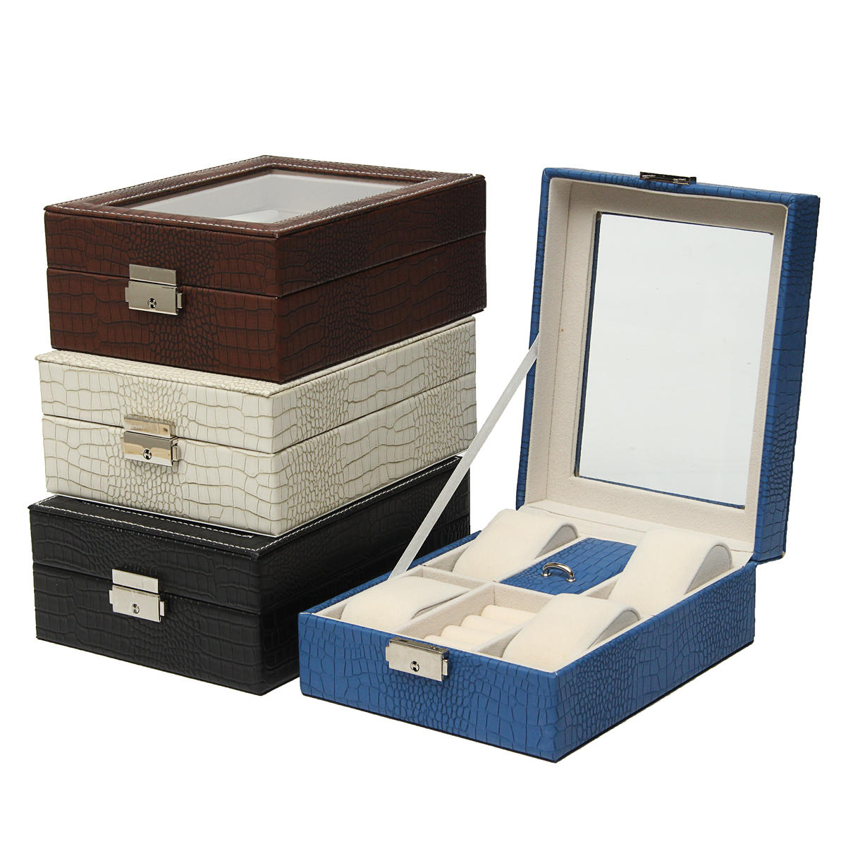 leren display case organizer acryl collectie box voor opslag horloge sieraden