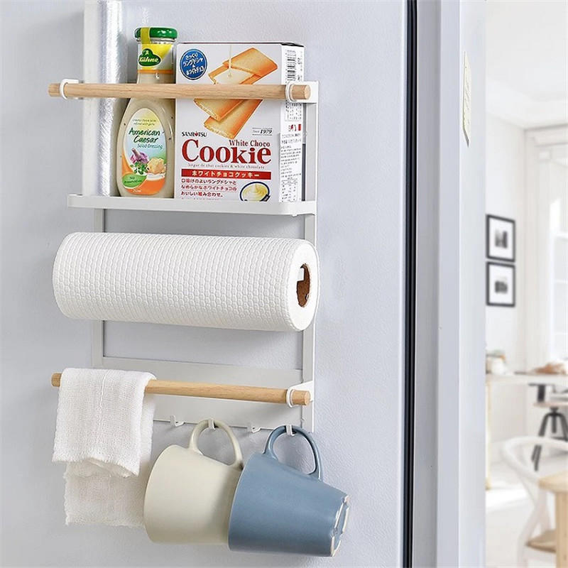 magnetische koelkast koelkast zijwand papier handdoekhouder opbergrek plank keuken organizer space saver