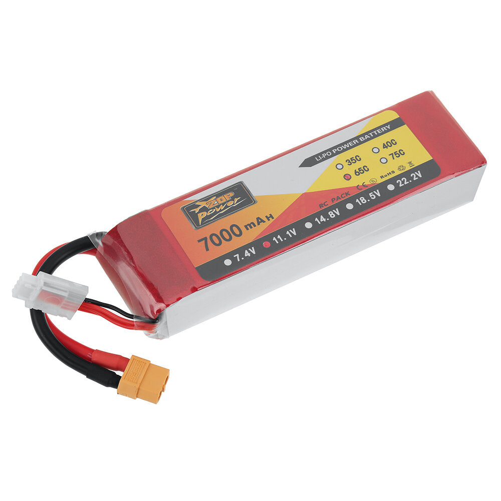 zop power 11.1v 7000mah 65c 3s lipo batterij t deans plug met xt60 adapter plug voor rc drone