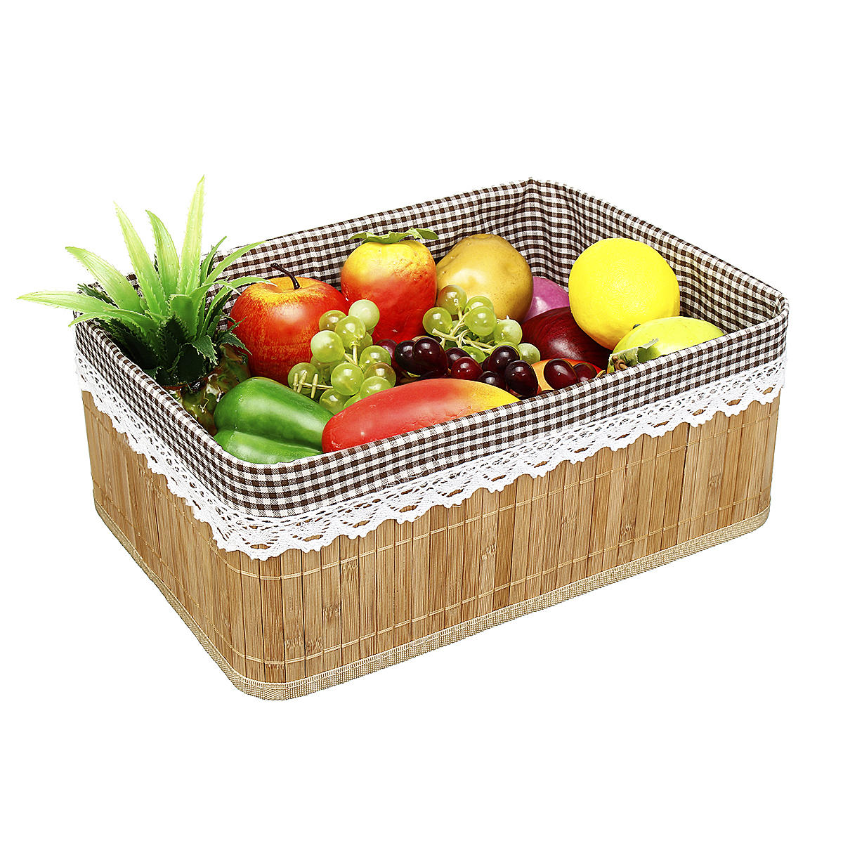 bamboe weven opbergmanden picknick kruidenier snacks toy box desktop organizer