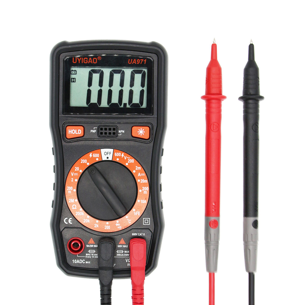 uyigao ua971 lcd voltmeter ampèremeter multimeter temperatuur diode tester met temperatuurmeting
