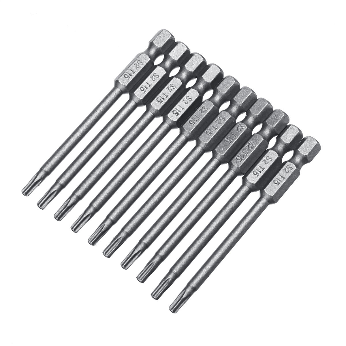 10 stuks tt6-tt40 torx schroevendraaier bit 75mm hex shank power boor schroevendraaier bits set: