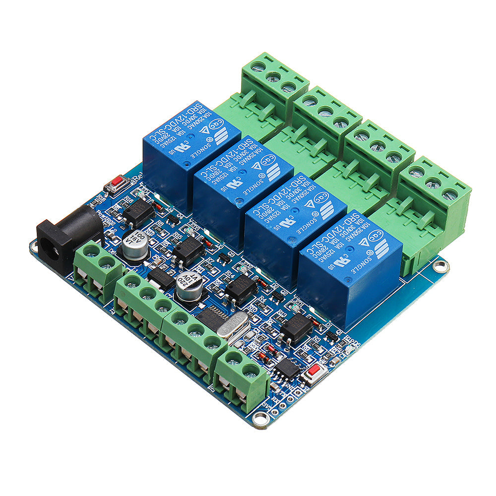 modbus rtu 4-kanaals relais module 4ch input optocoupler isolatie rs485 mcu