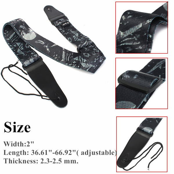 gitaarband polyester riem elektrische akoestische bas schedel punk style