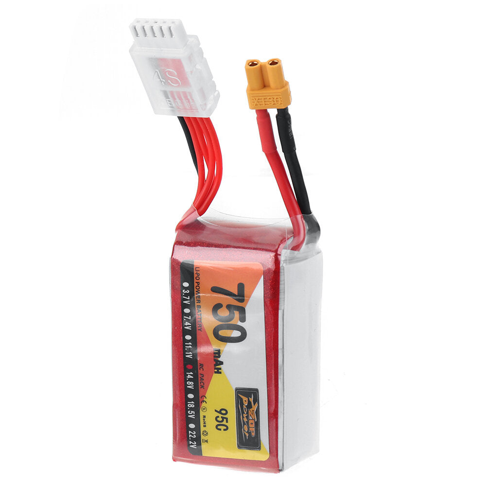 zop power 14.8v 750mah 95c 4s lipo-batterij xt30 stekker voor rc drone