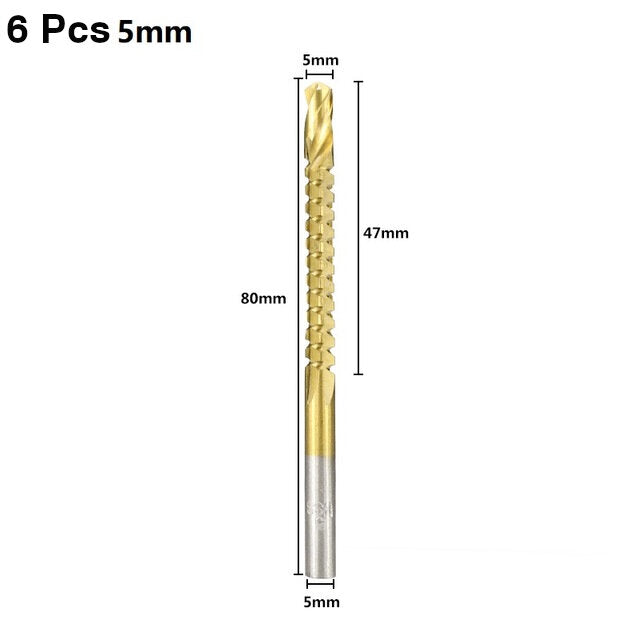 6 stuks 3-8 mm hss-boor titanium gecoate gatenzaagboorset houtgatsnijder kernboor