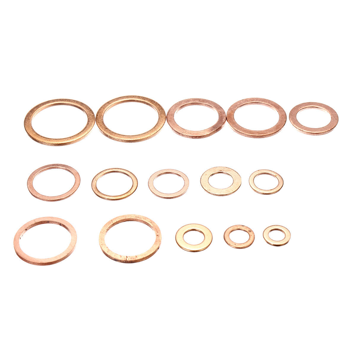 280 stuks 12 maten diverse crush koperen wasmachine pakking set platte ring seal kit gereedschap