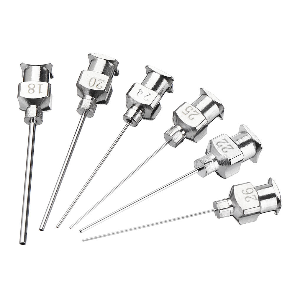 12 stuks / set 1 inch rvs blunt tip doseernaald luer lock voor spuit navullen en meten vloeistof industriële lijm applicator