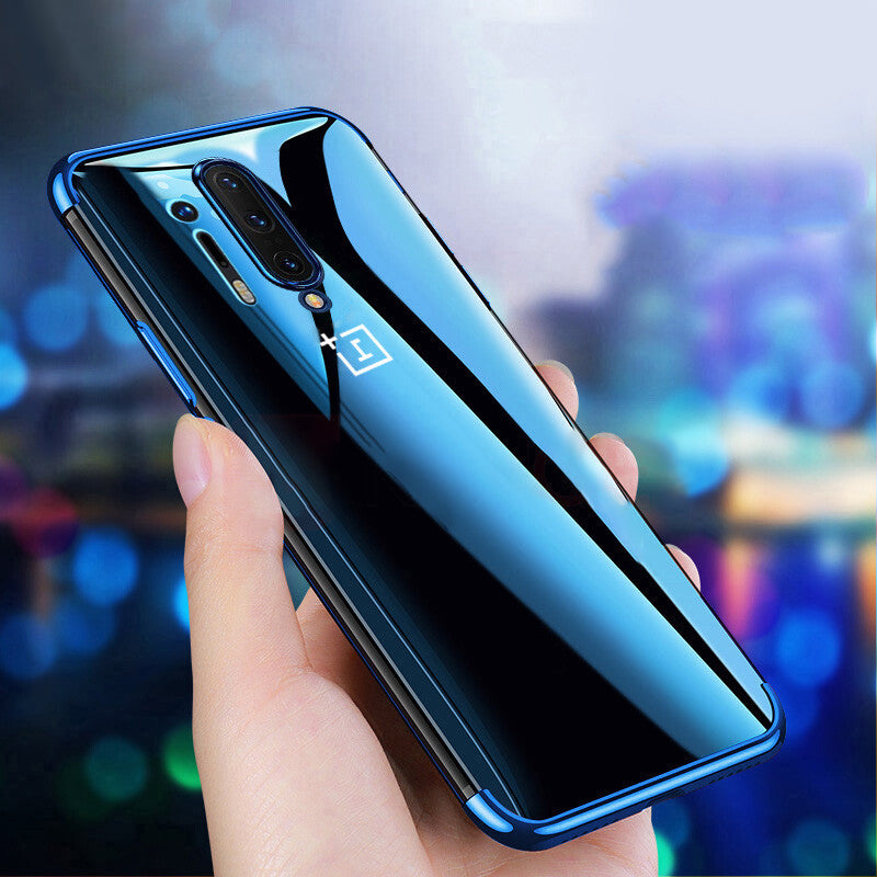 bakeey plating schokbestendig transparant soft tpu beschermhoes voor oneplus 8 pro