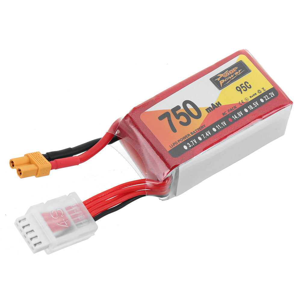 zop power 14.8v 750mah 95c 4s lipo-batterij xt30 stekker voor rc drone